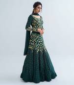 Green Georgette Crepe Lehenga