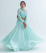 Sea Green Georgette Crepe Lehenga