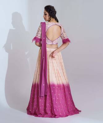 Mauve And Nude Georgette Crepe Lehenga 5