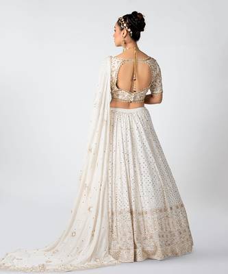 Off White Georgette Bridal Lehenga 2