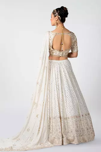 Off White Georgette Bridal Lehenga