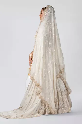 Off White Georgette Bridal Lehenga
