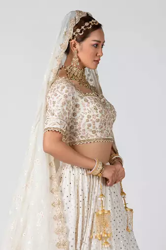 Off White Georgette Bridal Lehenga