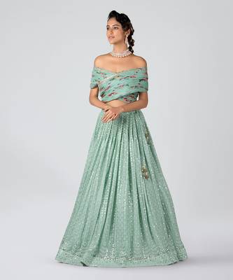 Sea Green Georgette Lehenga 2