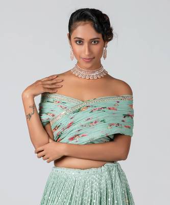 Sea Green Georgette Lehenga 3