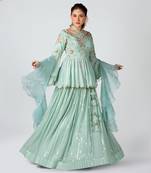 Sea Green Georgette Lehenga