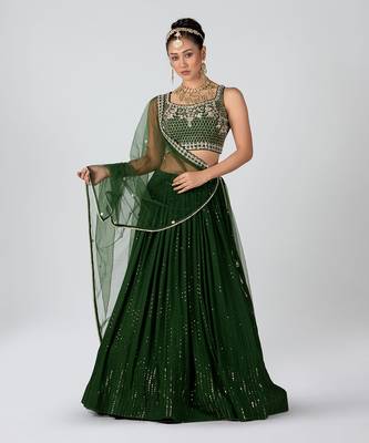 Green Georgette Lehenga 1