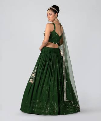 Green Georgette Lehenga 2