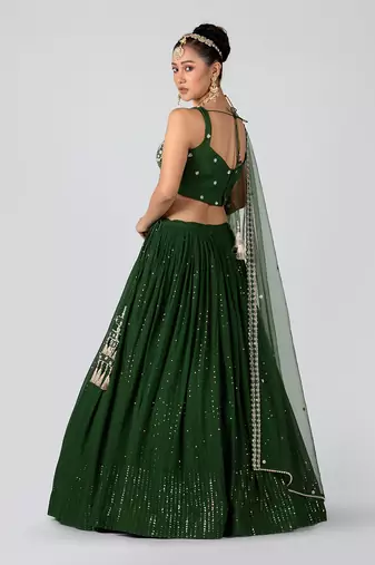 Green Georgette Lehenga