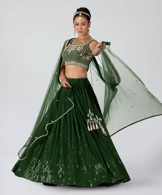 Green Georgette Lehenga 4