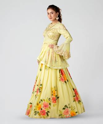 Orange Georgette Crepe Lehenga 2