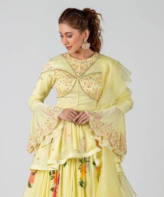 Orange Georgette Crepe Lehenga 3