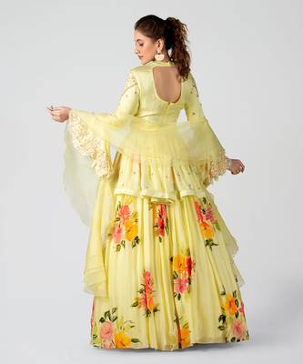 Orange Georgette Crepe Lehenga 4