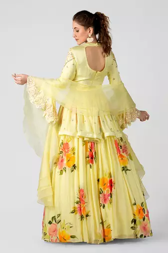 Orange Georgette Crepe Lehenga