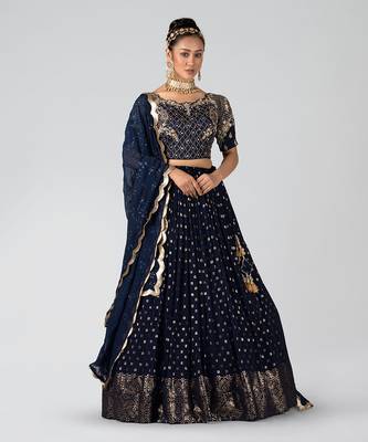 Navy Blue Georgette Lehenga 1