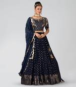 Navy Blue Georgette Lehenga