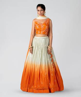 Orange Georgette Lehenga 1