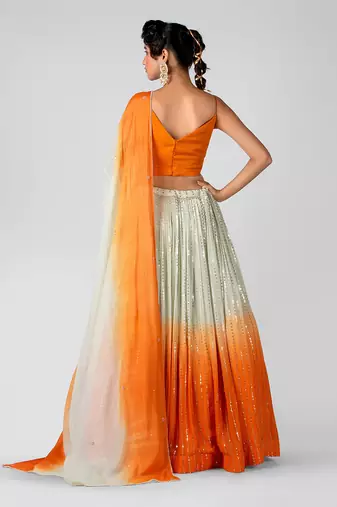 Orange Georgette Lehenga