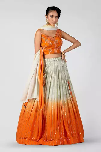 Orange Georgette Lehenga