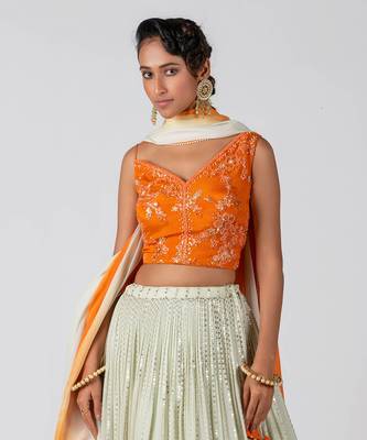 Orange Georgette Lehenga 4