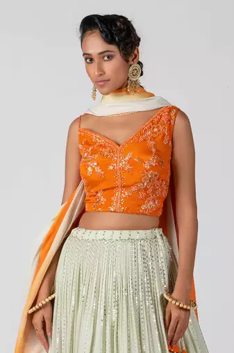 Orange Georgette Lehenga