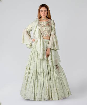Sea Green Georgette Lehenga 1