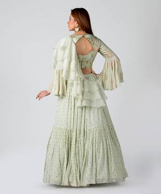 Sea Green Georgette Lehenga 2