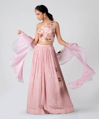 Pink Georgette Lehenga 1