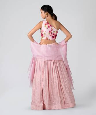Pink Georgette Lehenga 2