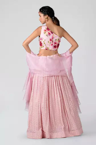 Pink Georgette Lehenga