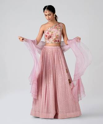 Pink Georgette Lehenga 3