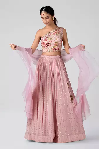 Pink Georgette Lehenga