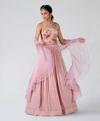 Pink Georgette Lehenga 4