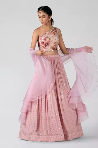 Pink Georgette Lehenga