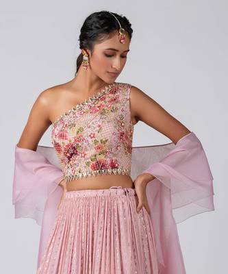 Pink Georgette Lehenga 5