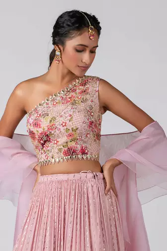 Pink Georgette Lehenga