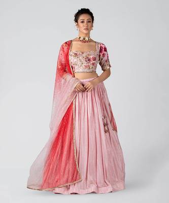 Pink Georgette Lehenga 1