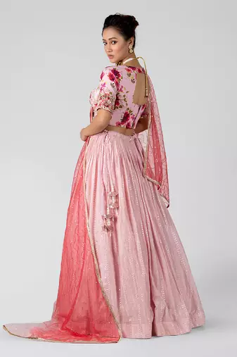 Pink Georgette Lehenga