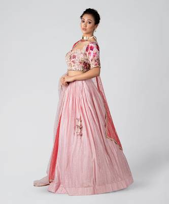 Pink Georgette Lehenga 3