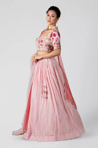 Pink Georgette Lehenga