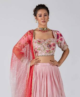 Pink Georgette Lehenga 4