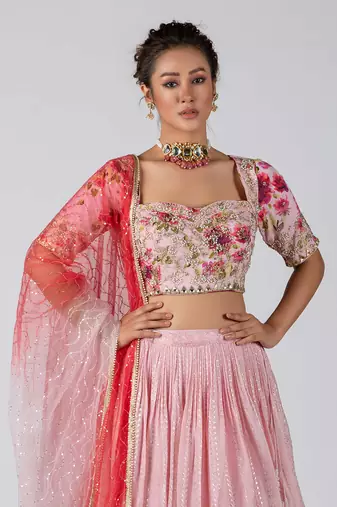 Pink Georgette Lehenga