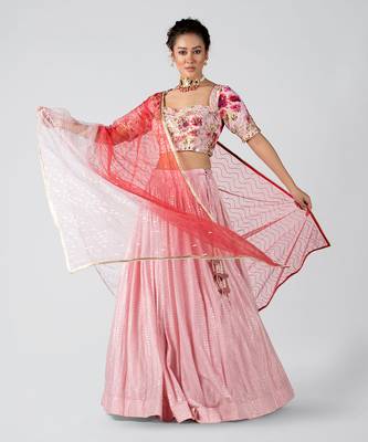 Pink Georgette Lehenga 5