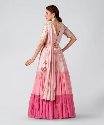 Pink Georgette Crepe Lehenga 2