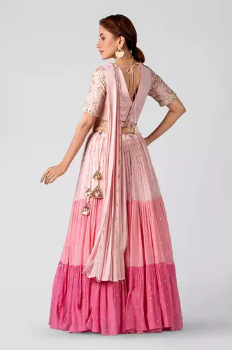 Pink Georgette Crepe Lehenga