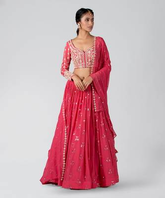 Pink Georgette Lehenga 1