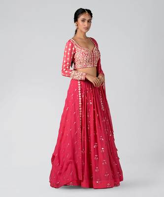 Pink Georgette Lehenga 3