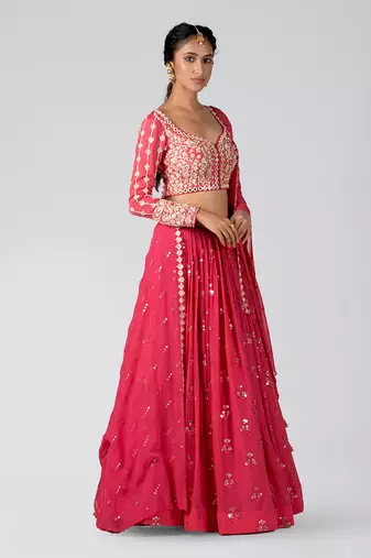 Pink Georgette Lehenga