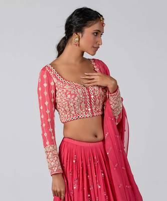 Pink Georgette Lehenga 4