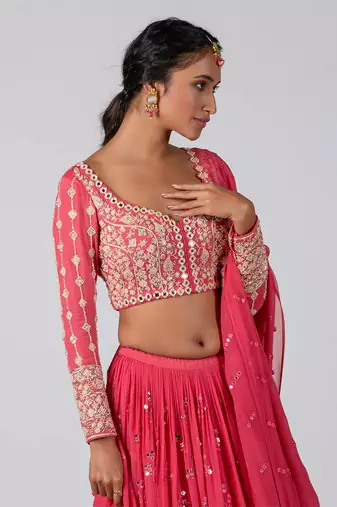 Pink Georgette Lehenga